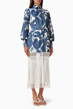 LA VICTORIA DRESS IN CANARIO BLUE PRINT