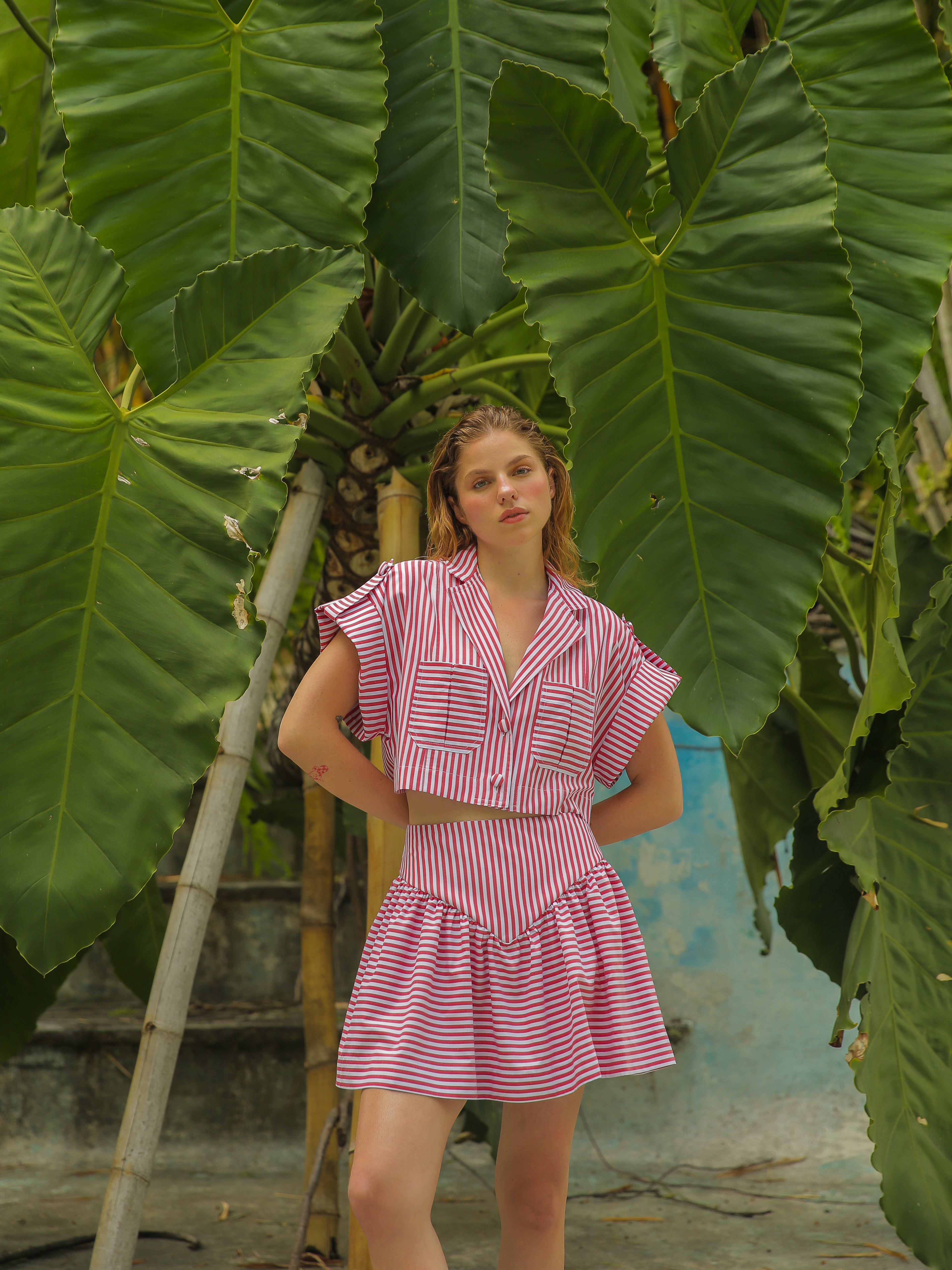 SOTAVENTO MINI SKIRT IN RED STRIPES