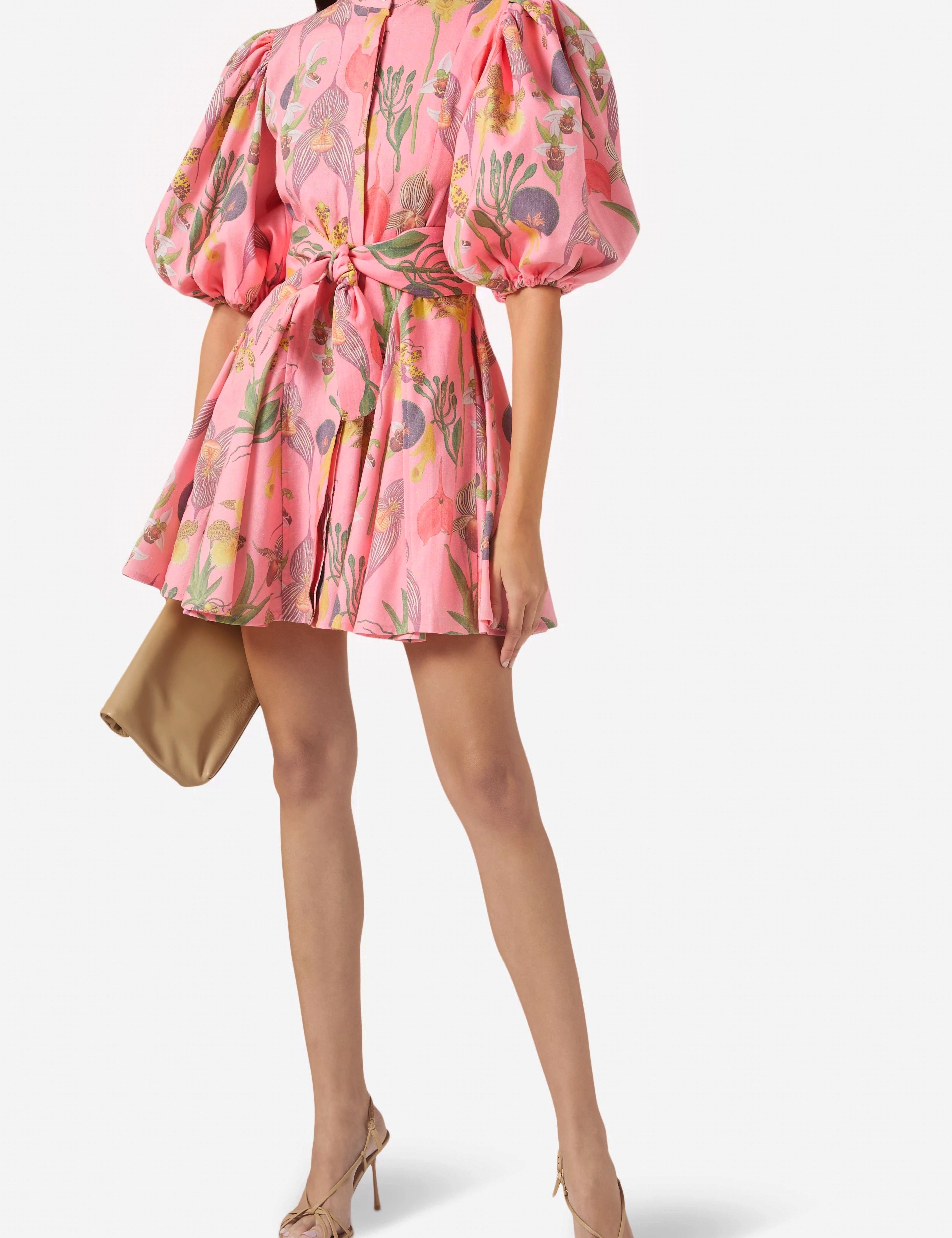 BROMELIA DRESS MINI IN BOTANICA PINK PRINT - No Pise La Grama Web