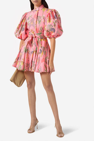 BROMELIA DRESS MINI IN BOTANICA PINK PRINT - No Pise La Grama Web