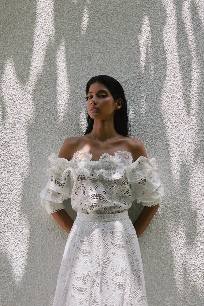 AGAVE TOP IN WHITE EYELET - No Pise La Grama Web