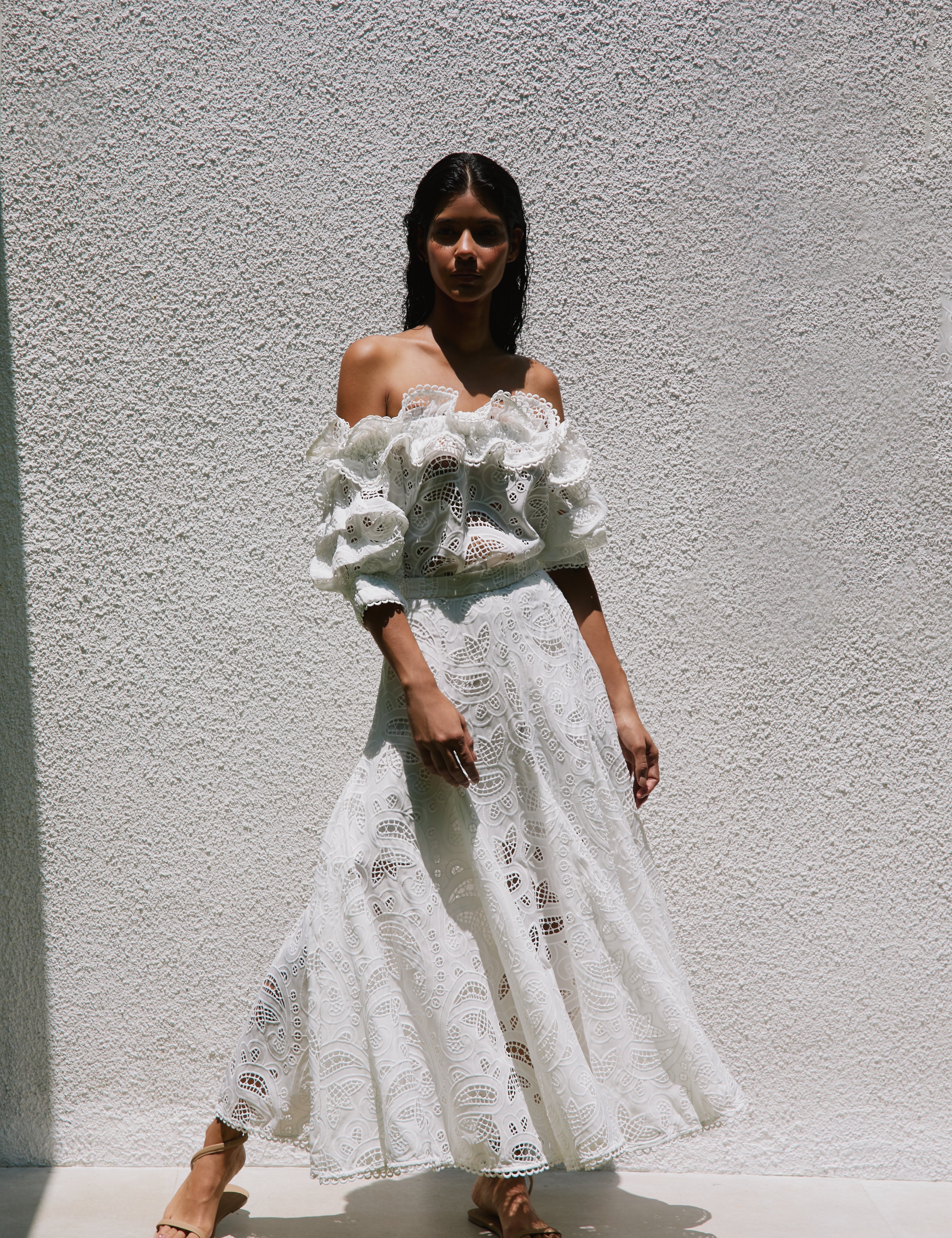 LA BOTANICA SKIRT IN WHITE EYELET - No Pise La Grama Web