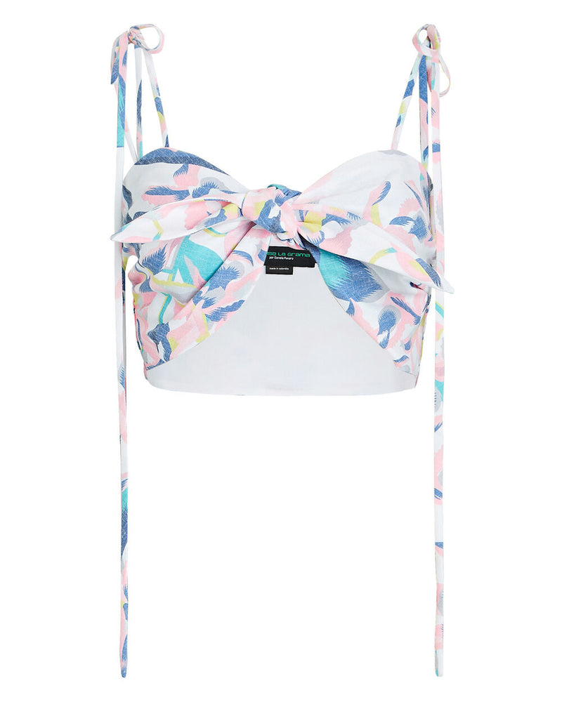 BELLA PALMA TOP IN ORQUIDEA BLANCO PRINT - No Pise La Grama Web