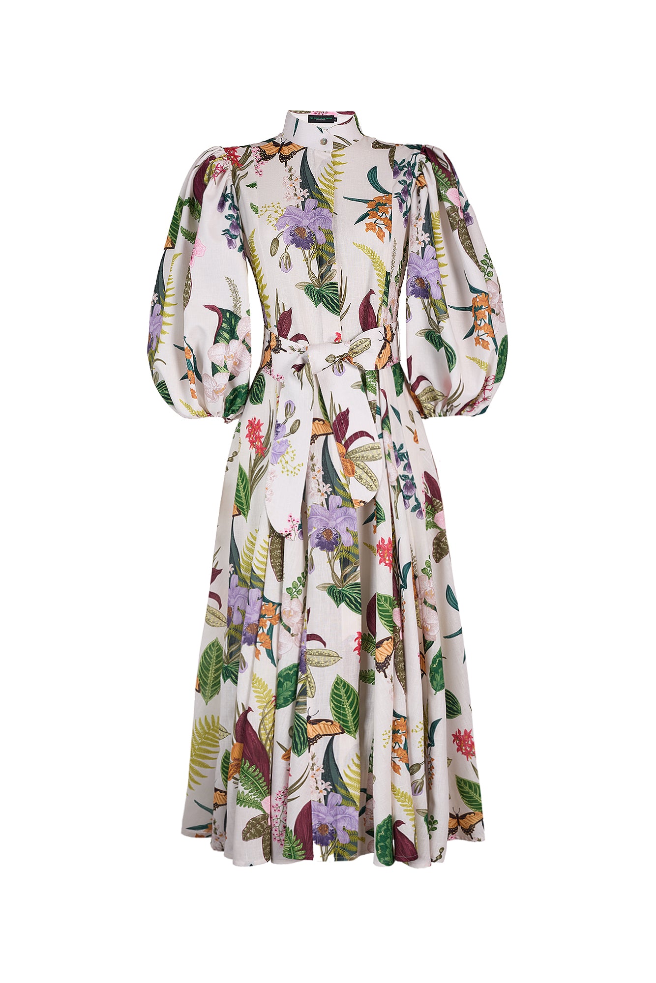 BROMELIA DRESS IN JARDIN PRINT OFF WHITE