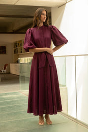 BROMELIA DRESS IN BURGUNDY