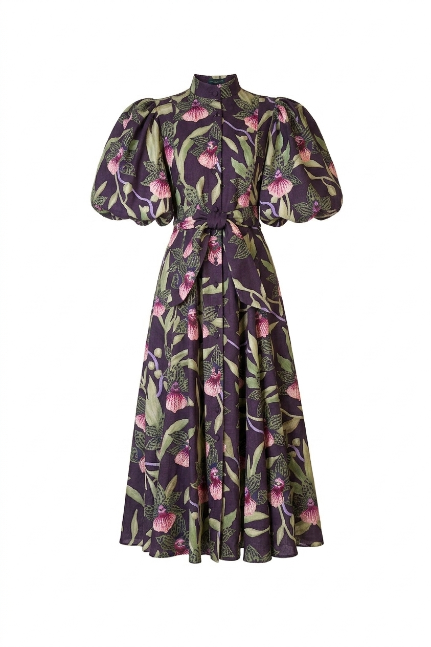 BROMELIA DRESS IN MAROON VENEZUELA PRINT