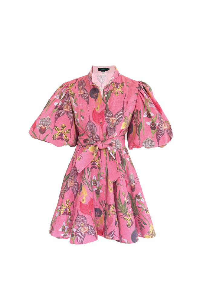 BROMELIA DRESS MINI IN BOTANICA PINK PRINT - No Pise La Grama Web