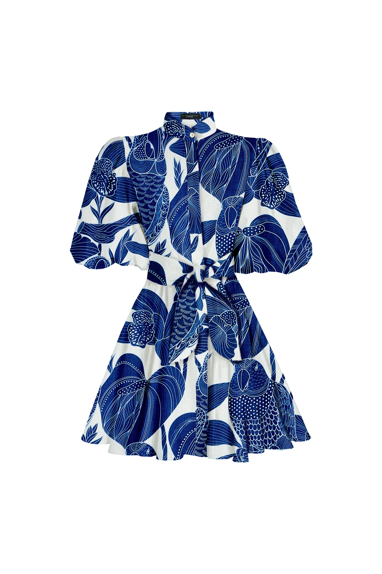 BROMELIA DRESS MINI IN CANARIO BLUE PRINT