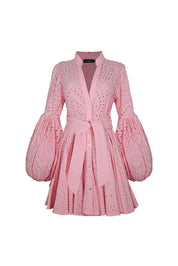 CARTA Y LETRA DRESS EYELET IN PINK EYELET