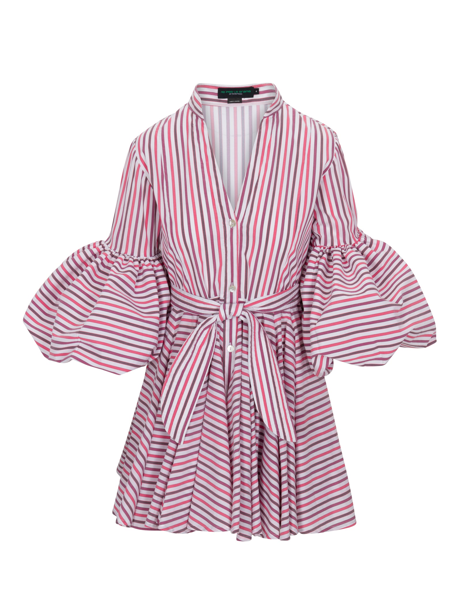CARTA Y LETRA DRESS IN MAROON AND MAGENTA STRIPES - No Pise La Grama Web