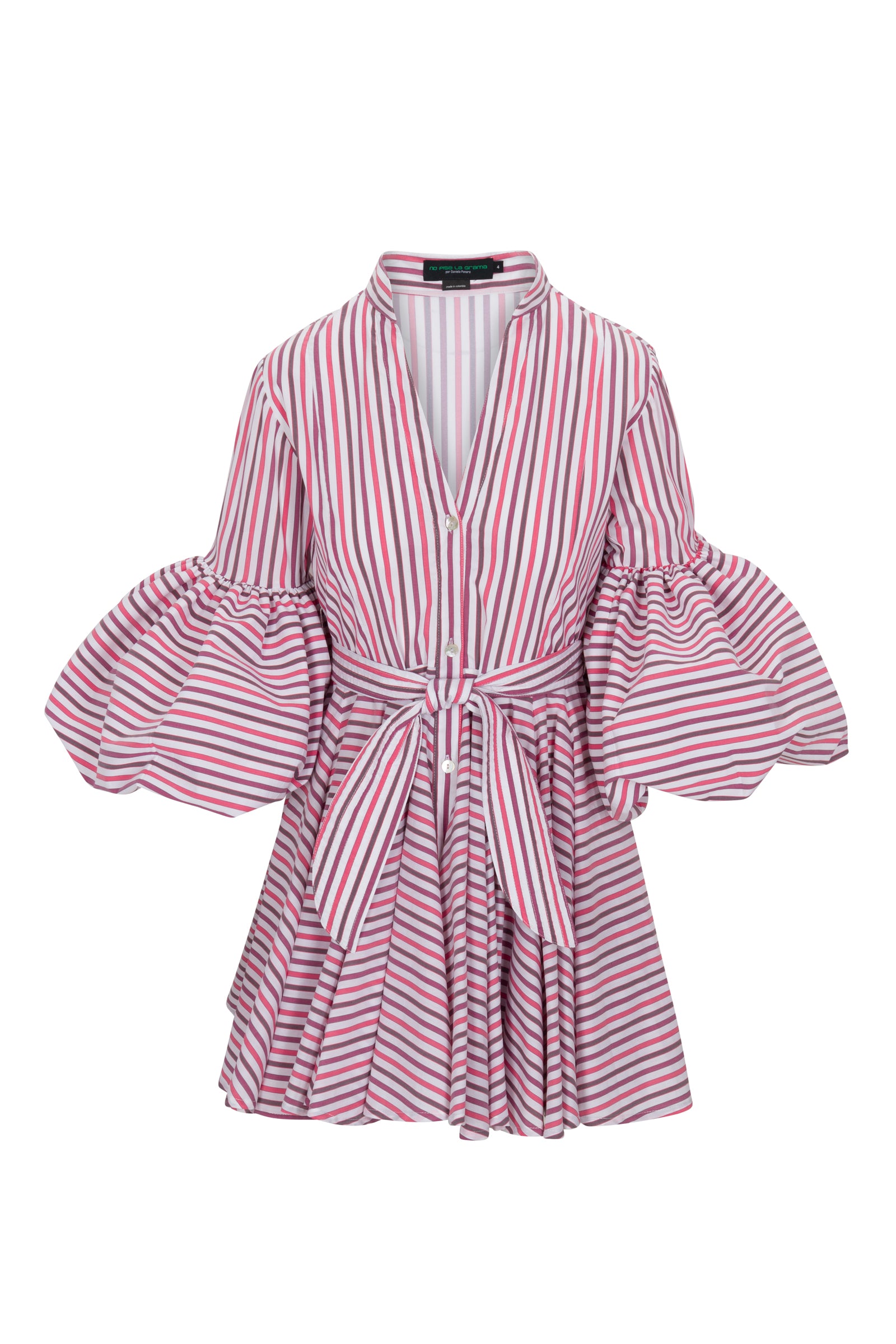 CARTA Y LETRA DRESS IN MAROON AND MAGENTA STRIPES - No Pise La Grama Web