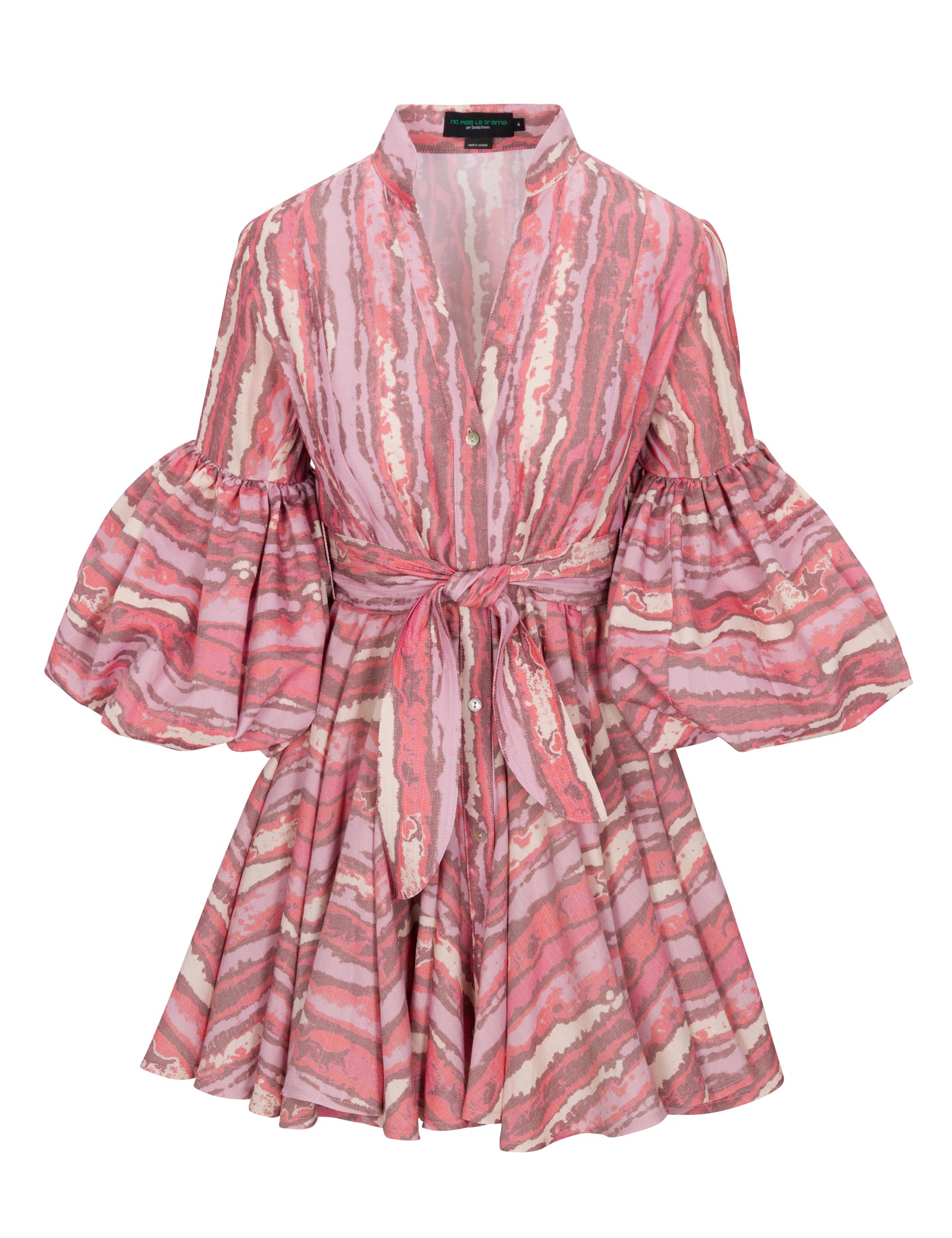 CARTA Y LETRA DRESS IN RED PINK TIE DYE STRIPES - No Pise La Grama Web