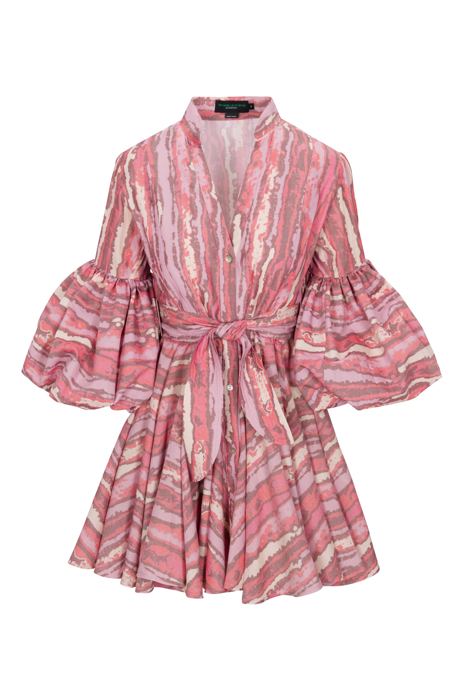 CARTA Y LETRA DRESS IN RED PINK TIE DYE STRIPES - No Pise La Grama Web