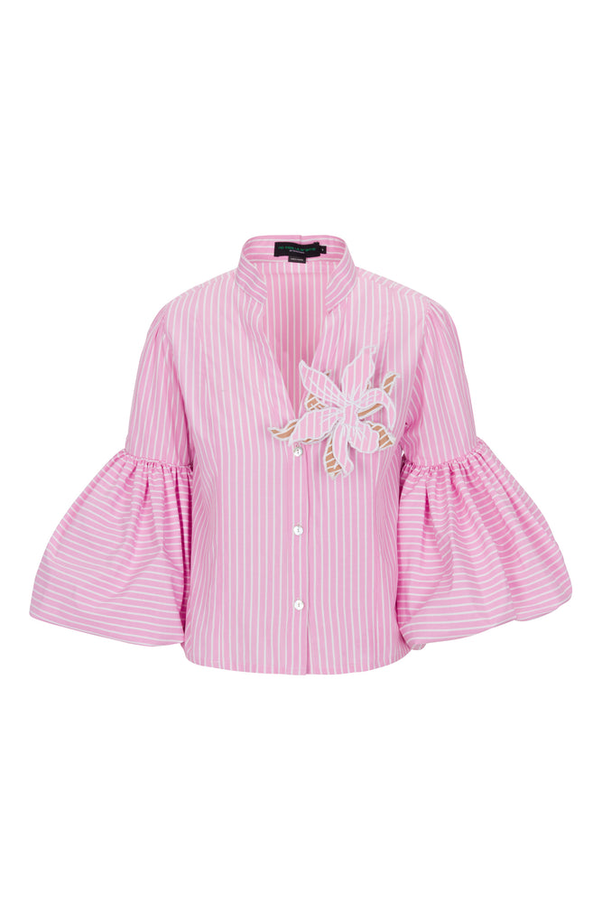 
            
                Load image into Gallery viewer, CARTA Y LETRA SHIRT IN PINK STRIPES
            
        
