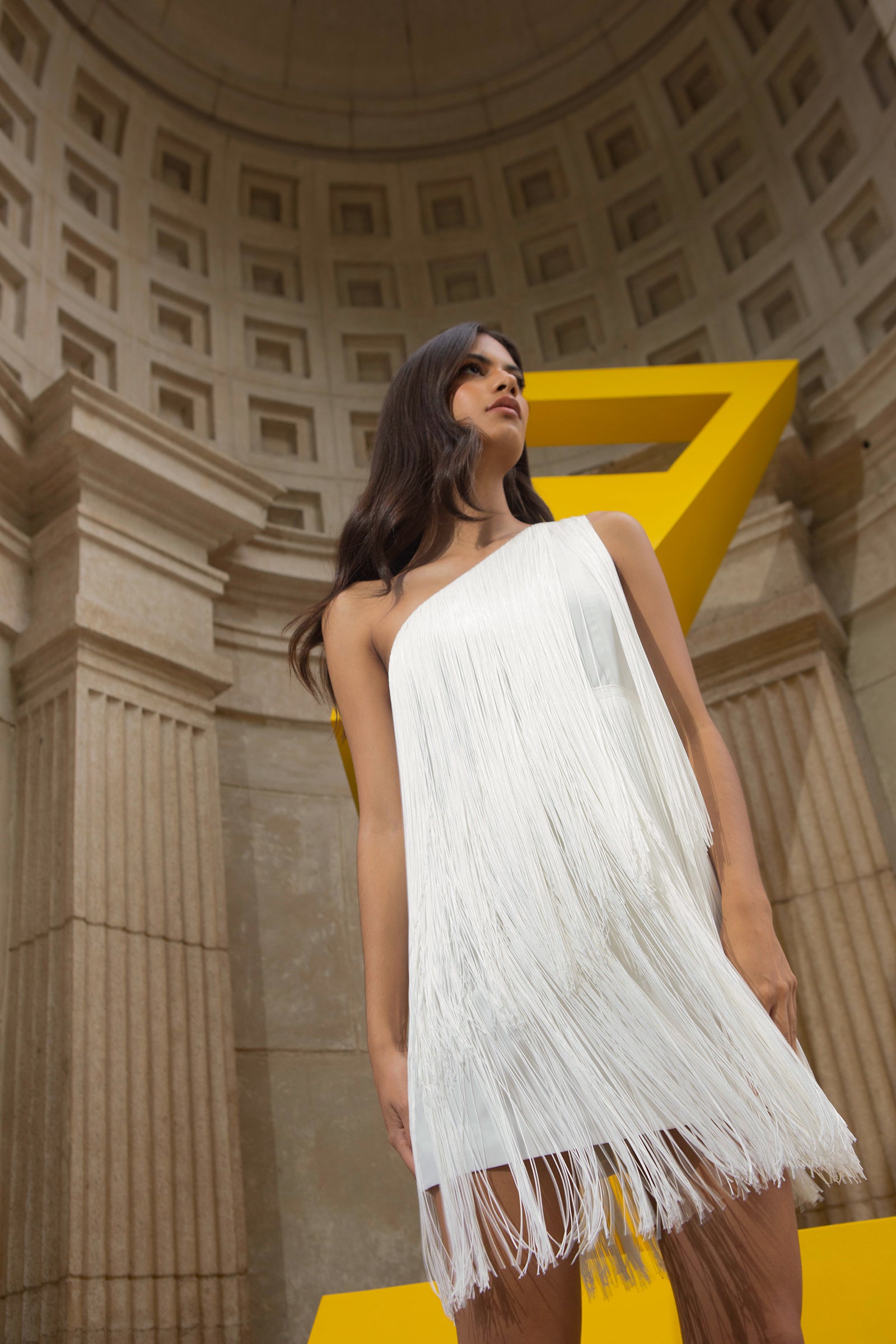 CASCADA DRESS MINI WHITE