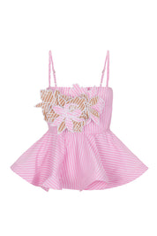 DREAMY TOP IN KHAKI AND PINK STRIPES - No Pise La Grama Web