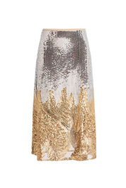 ELENA SKIRT IN SILVER AND GOLD SEQUIN
