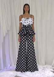 LA COLINA PANTS IN BLACK POLKA DOTS