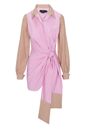 
            
                Load image into Gallery viewer, FILOSOFIA DRESS IN KHAKI AND PINK STRIPES
            
        