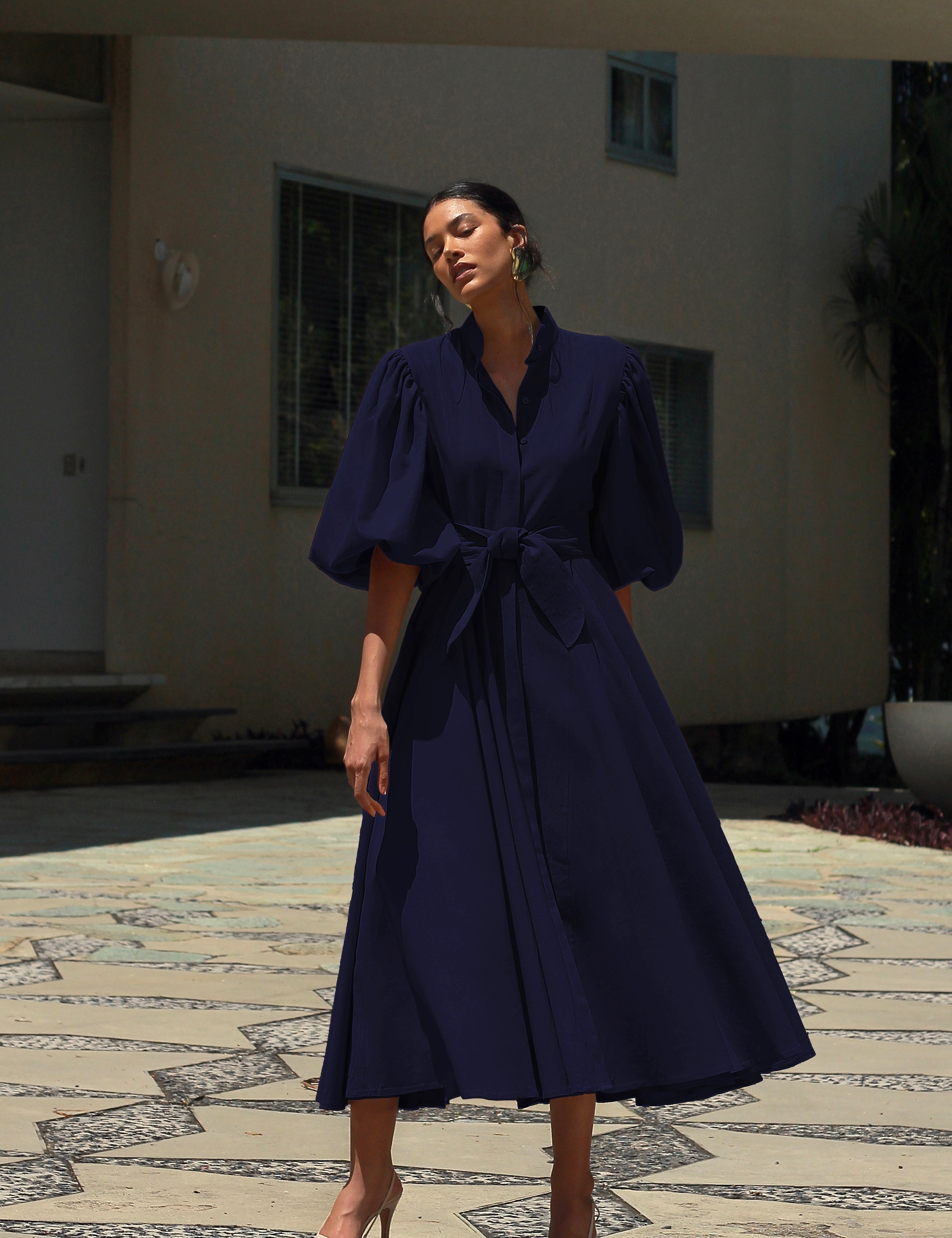 BROMELIA DRESS IN NAVY - No Pise La Grama Web