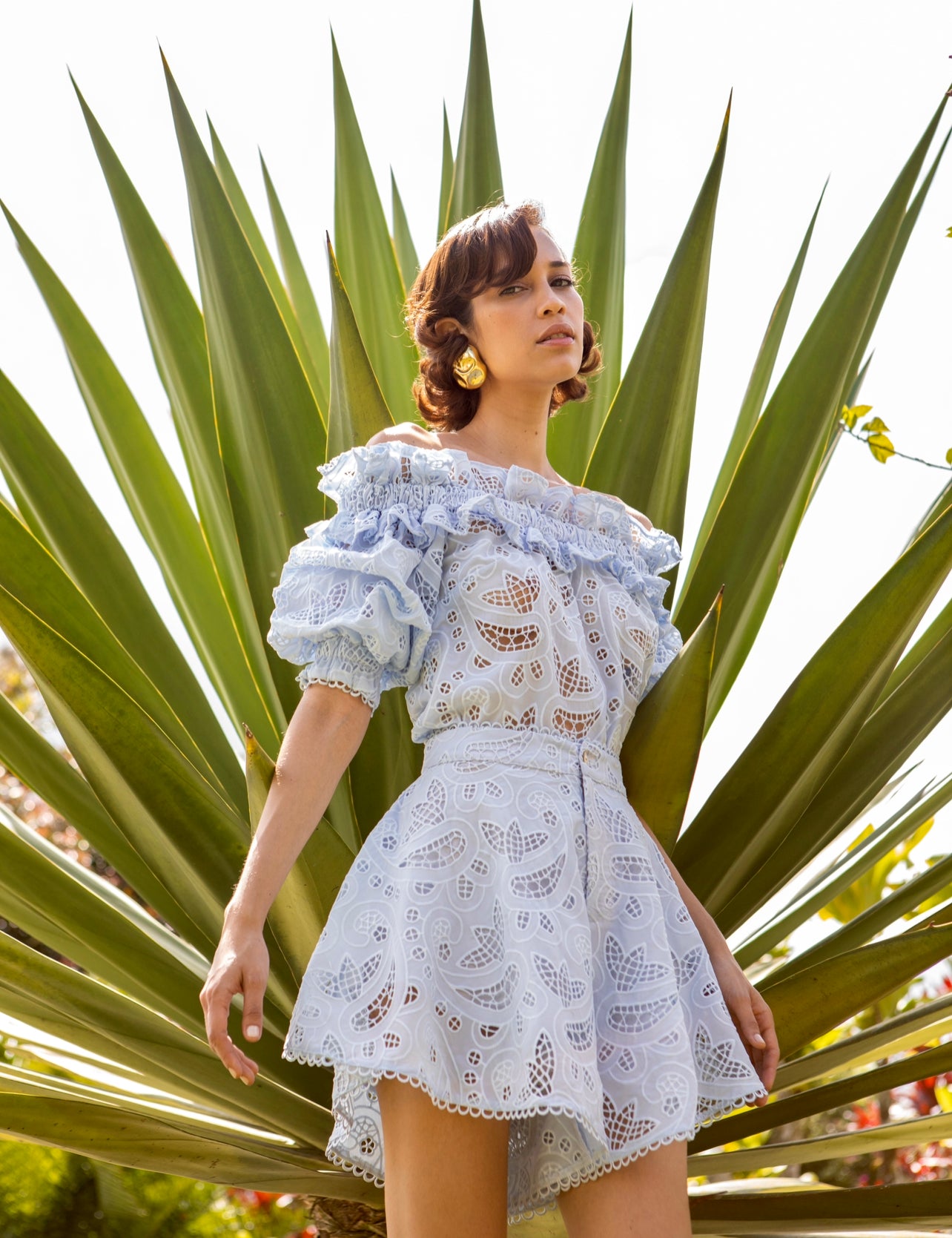 AGAVE TOP IN LIGHT BLUE EYELET - No Pise La Grama Web