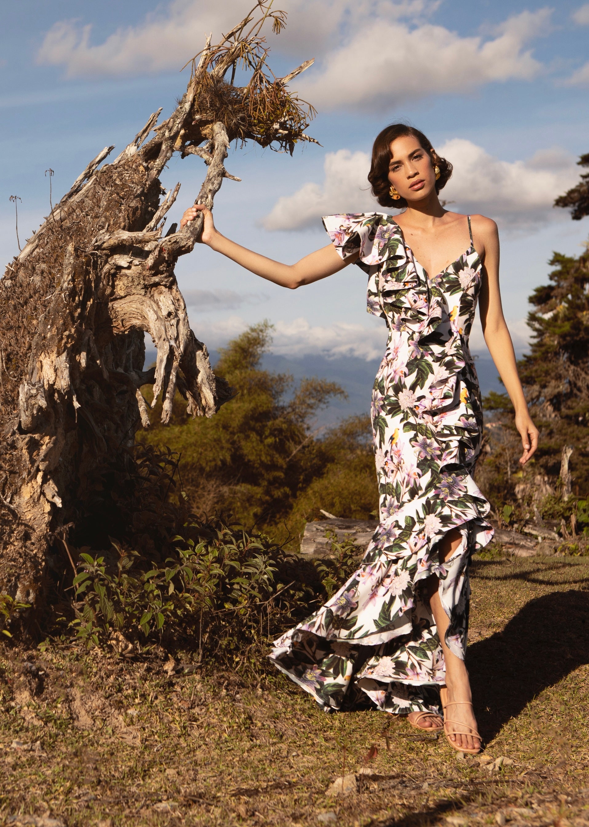 AZALEA DRESS IN PASSIFLORA WHITE PRINT