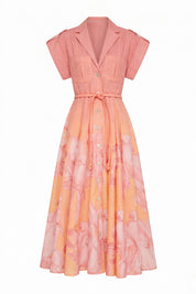 GUAYABA MIDI DRESS IN CORAL MACAW PRINT
