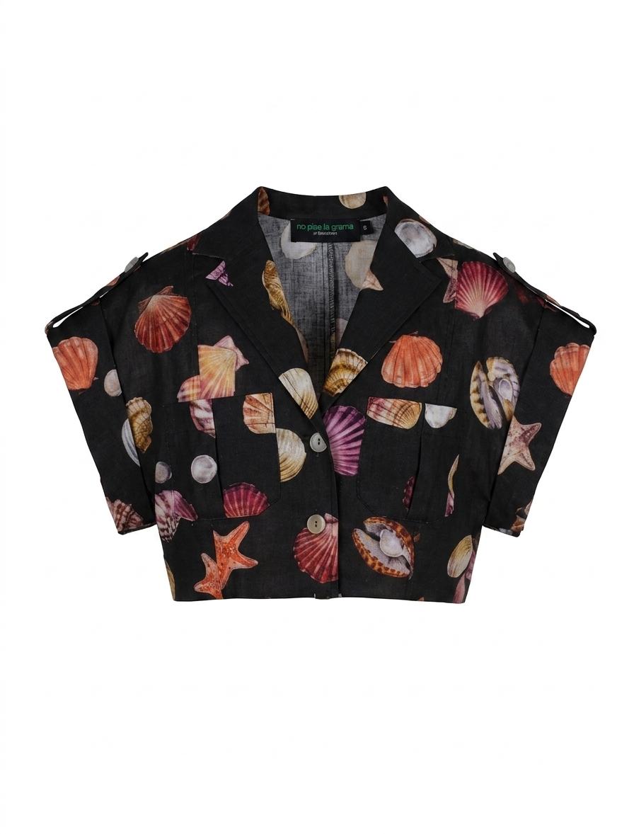 GUAYABA CROP TOP IN CONCHITAS IN BLACK PRINT