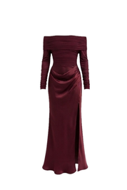 GRACIA DRESS IN BURGUNDY