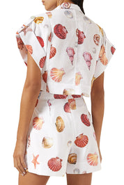 GUAYABA CROP TOP IN CONCHITAS IN WHITE PRINT