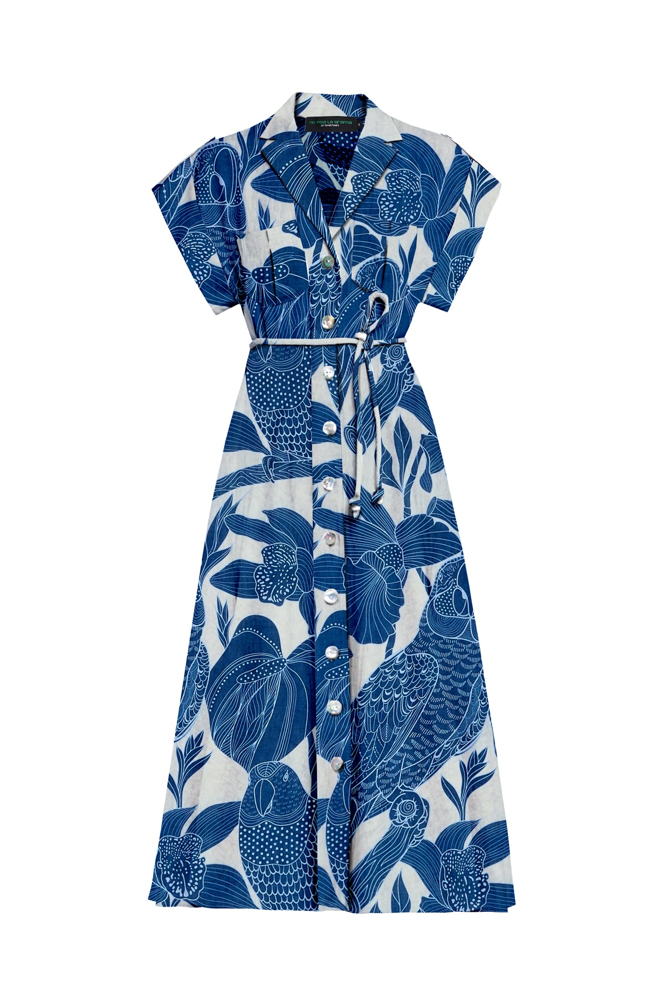 GUAYABA MIDI DRESS IN CANARIO BLUE PRINT