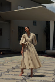 BROMELIA DRESS IN KHAKI - No Pise La Grama Web