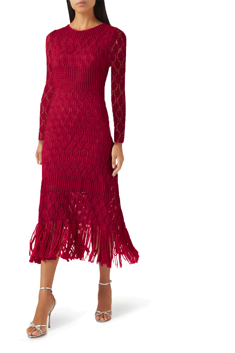 LA NAVEGANTE LONG SLEEVES DRESS IN RED