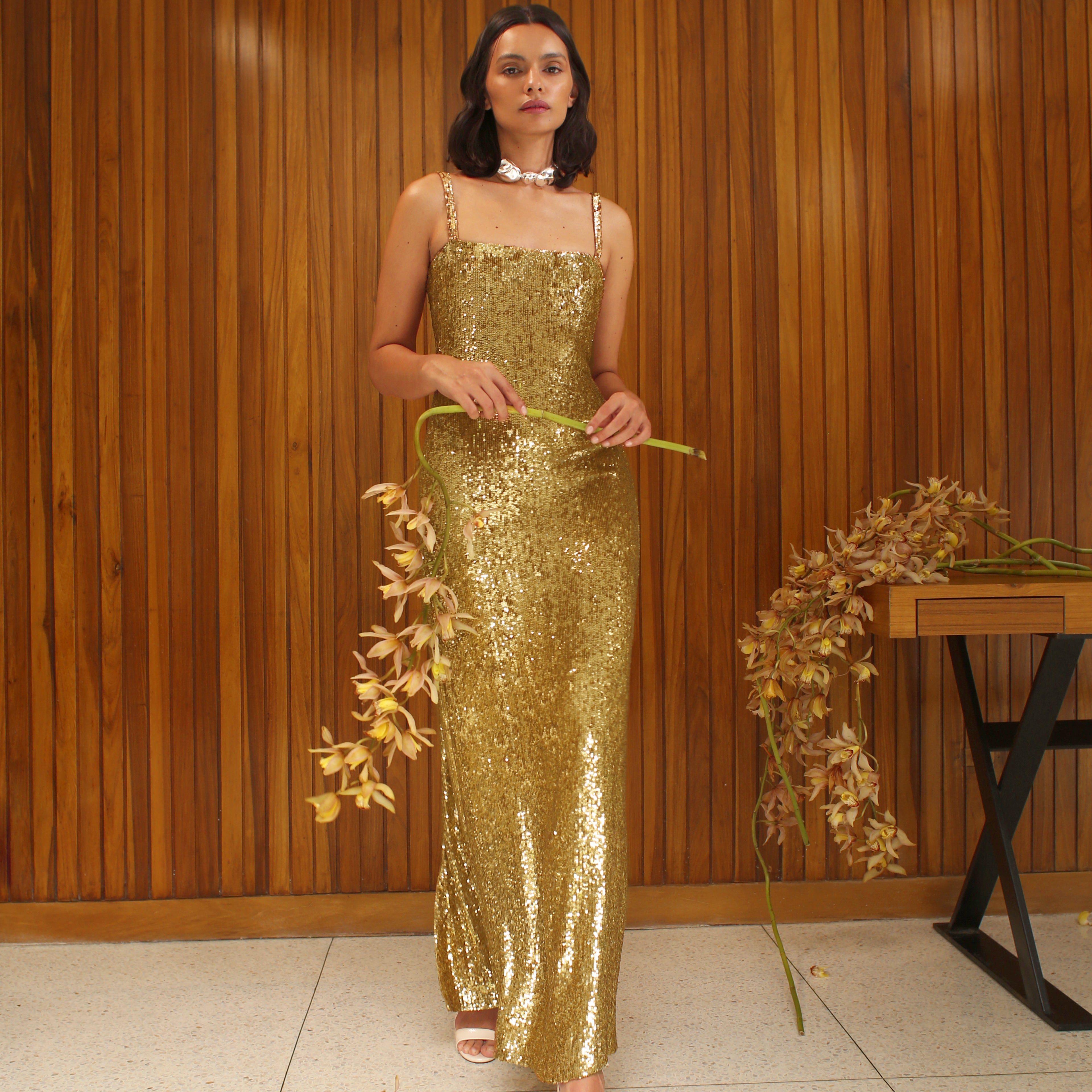 LUCIERNAGA DRESS IN GOLD SEQUINS - No Pise La Grama Web