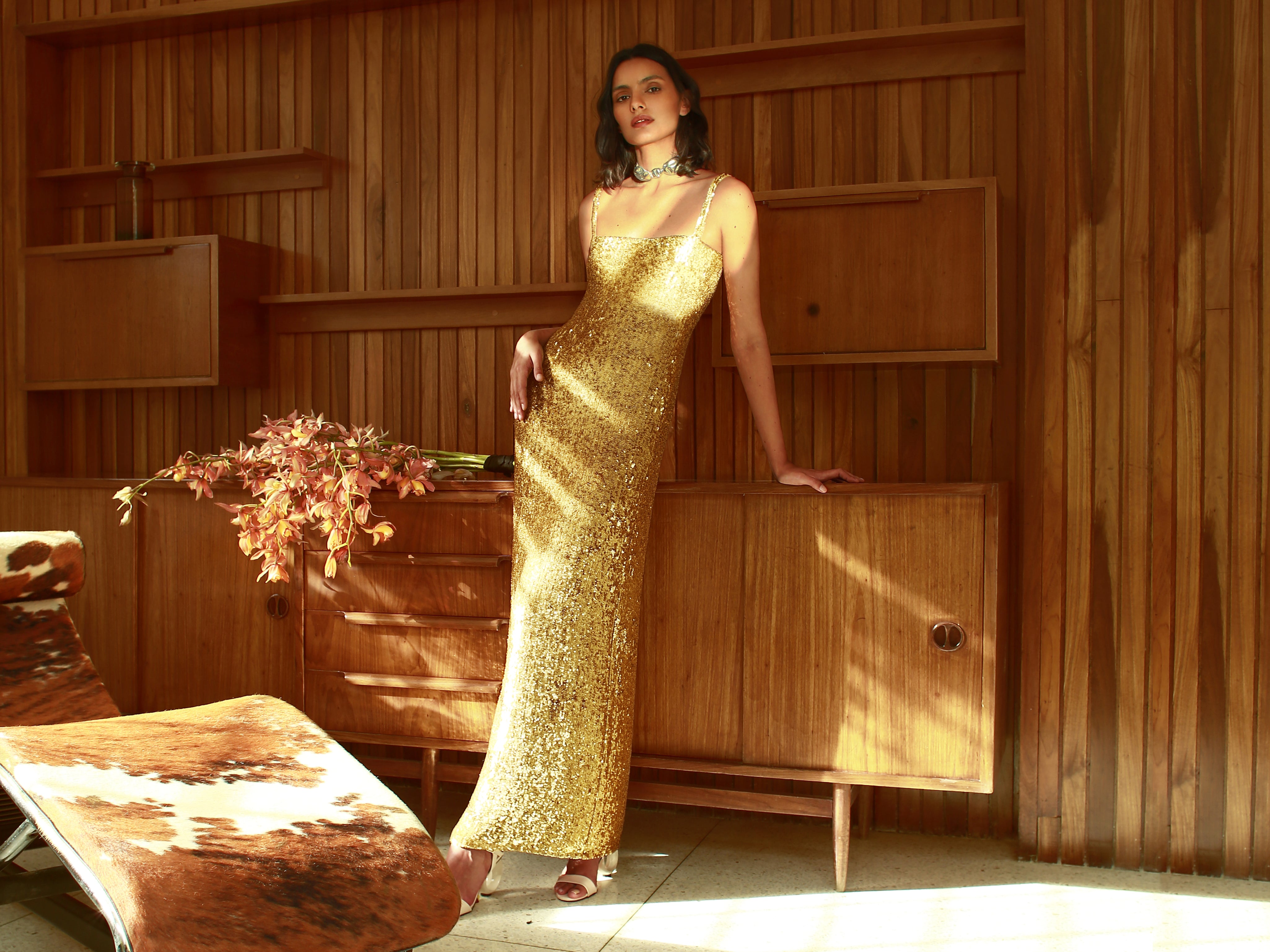 LUCIERNAGA DRESS IN GOLD SEQUINS - No Pise La Grama Web