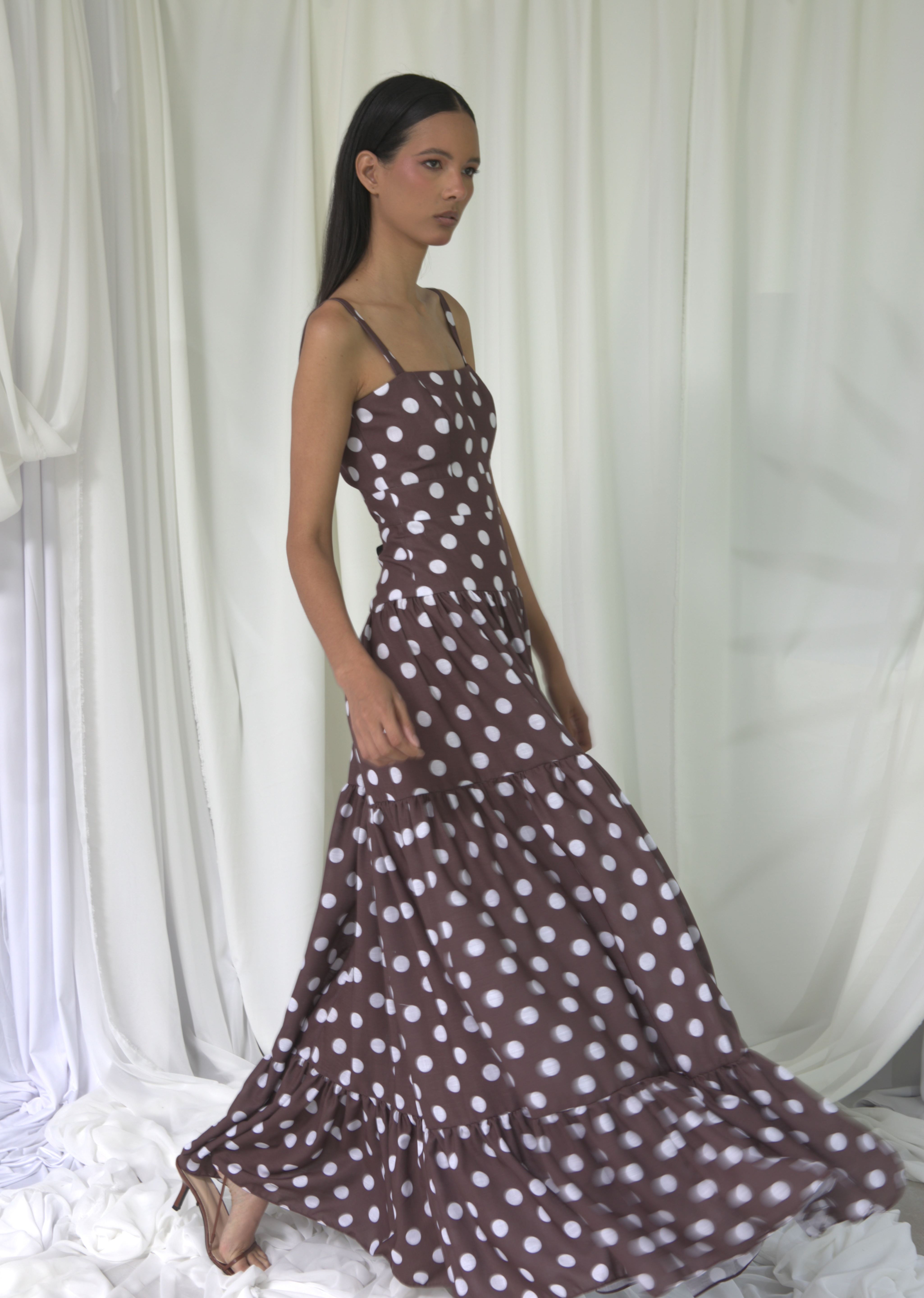 MARANTA DRESS IN MAROON POLKA DOTS