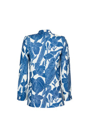 MARCELA TAILORED JACKET SUIT IN CANARIO BLUE PRINT