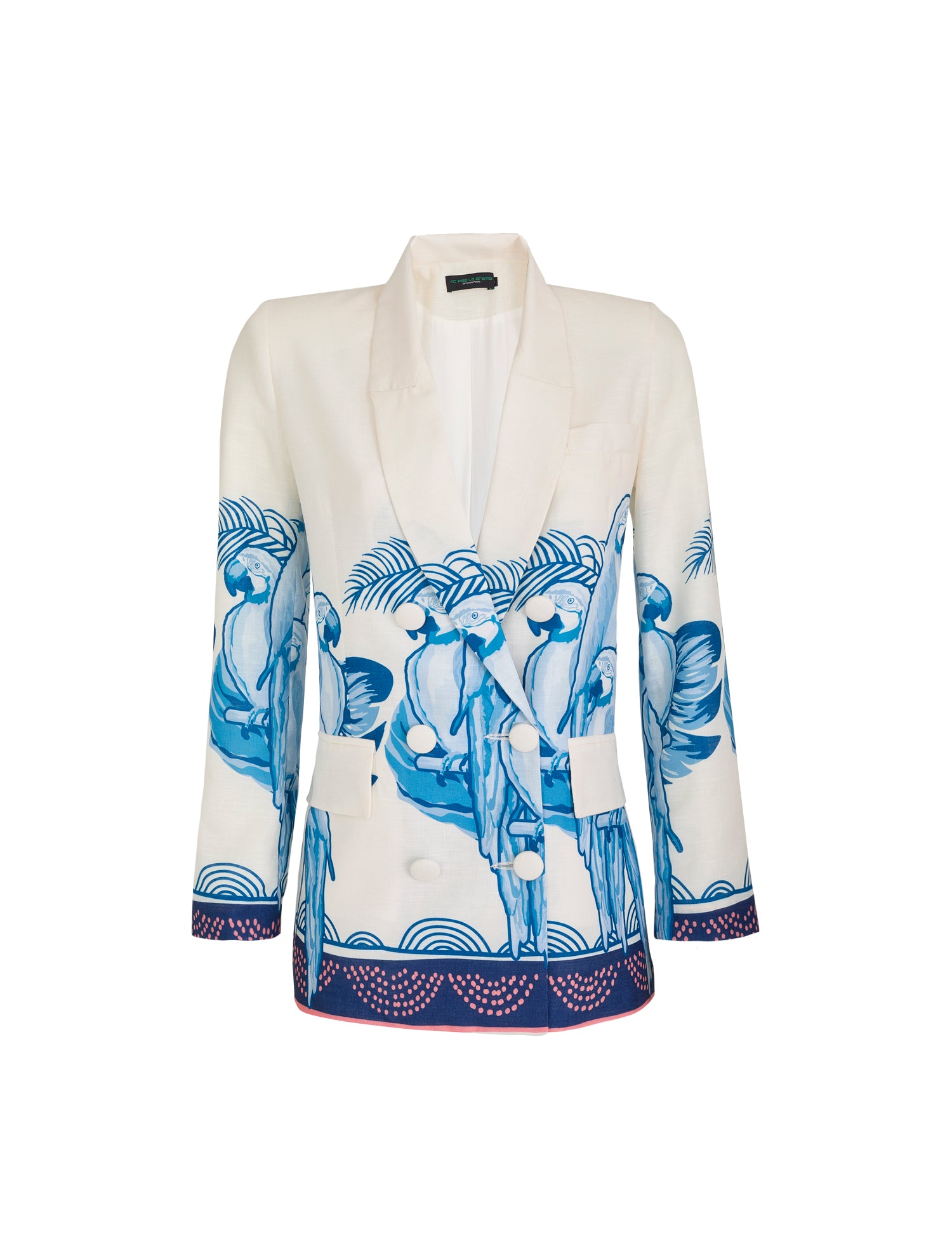 MARCELA TAILORED JACKET SUIT IN BLUE MACAW PRINT - No Pise La Grama Web