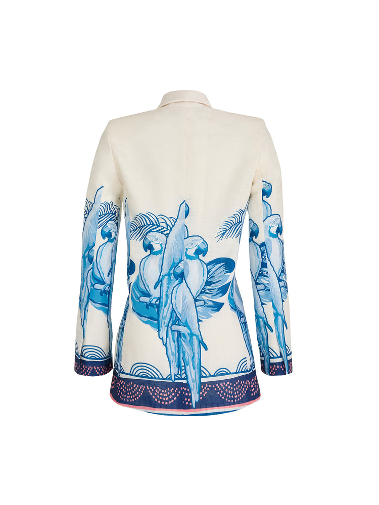 MARCELA TAILORED JACKET SUIT IN BLUE MACAW PRINT - No Pise La Grama Web