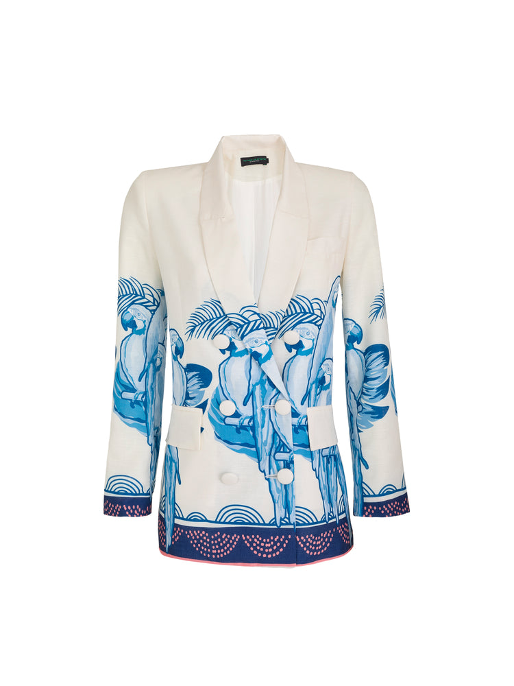 MARCELA TAILORED JACKET SUIT IN BLUE MACAW PRINT - No Pise La Grama Web