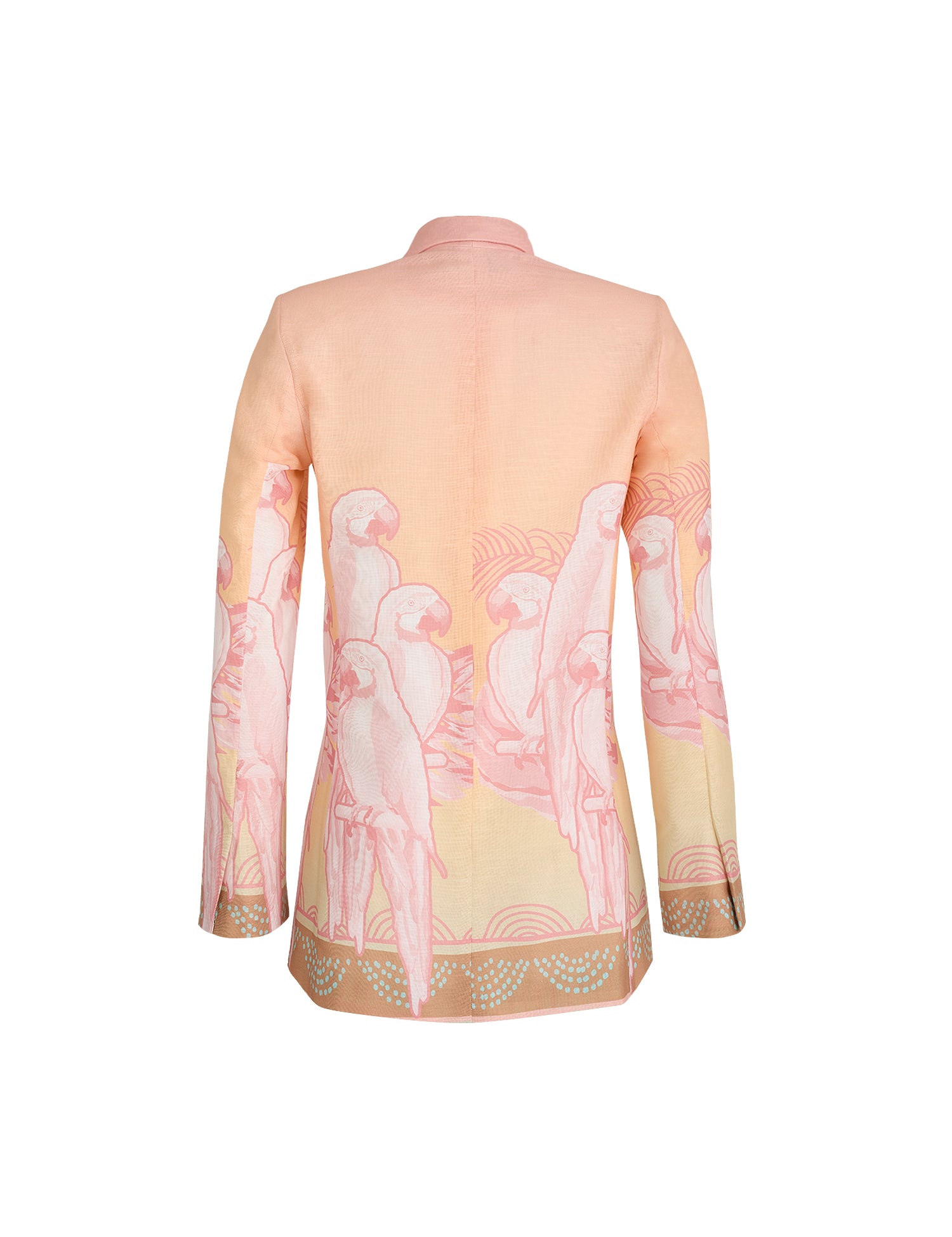 MARCELA TAILORED JACKET SUIT IN CORAL MACAW PRINT - No Pise La Grama Web