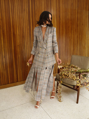 
            
                Load image into Gallery viewer, MARCELA TAILORED SUIT IN GREY PLAID
            
        