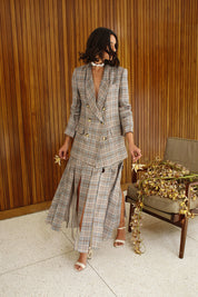 MARCELA TAILORED JACKET SUIT IN GREY PLAID