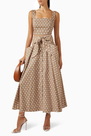 SOTAVENTO TOP IN KHAKI POLKA DOTS