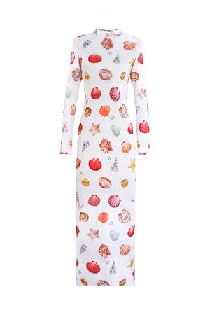 MORROCOY DRESS IN CONCHITAS IN WHITE PRINT