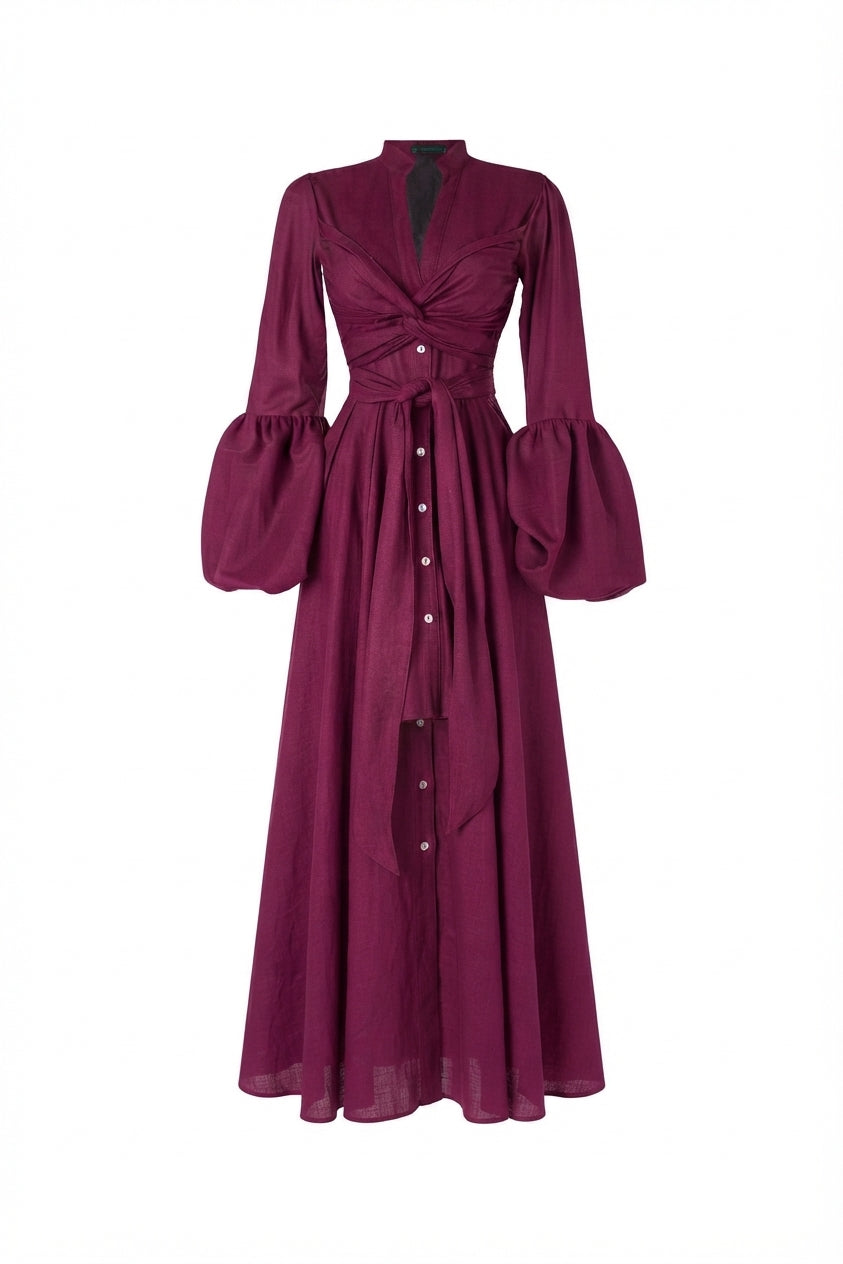 ORINOCO DRESS IN BURGUNDY