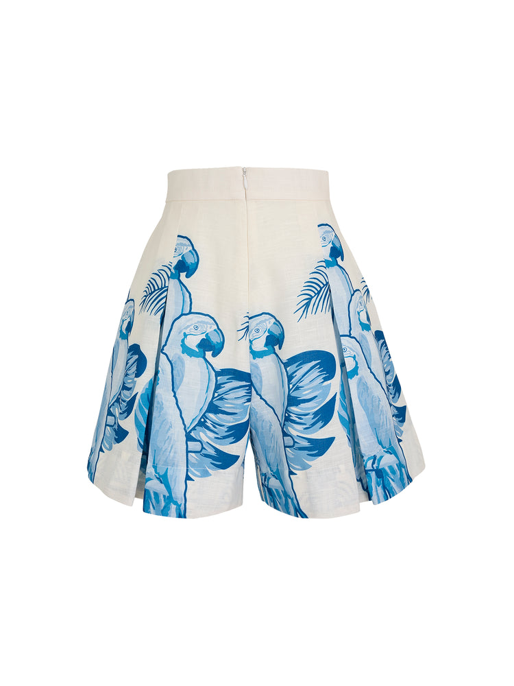 PERLA SHORT IN BLUE MACAW PRINT - No Pise La Grama Web