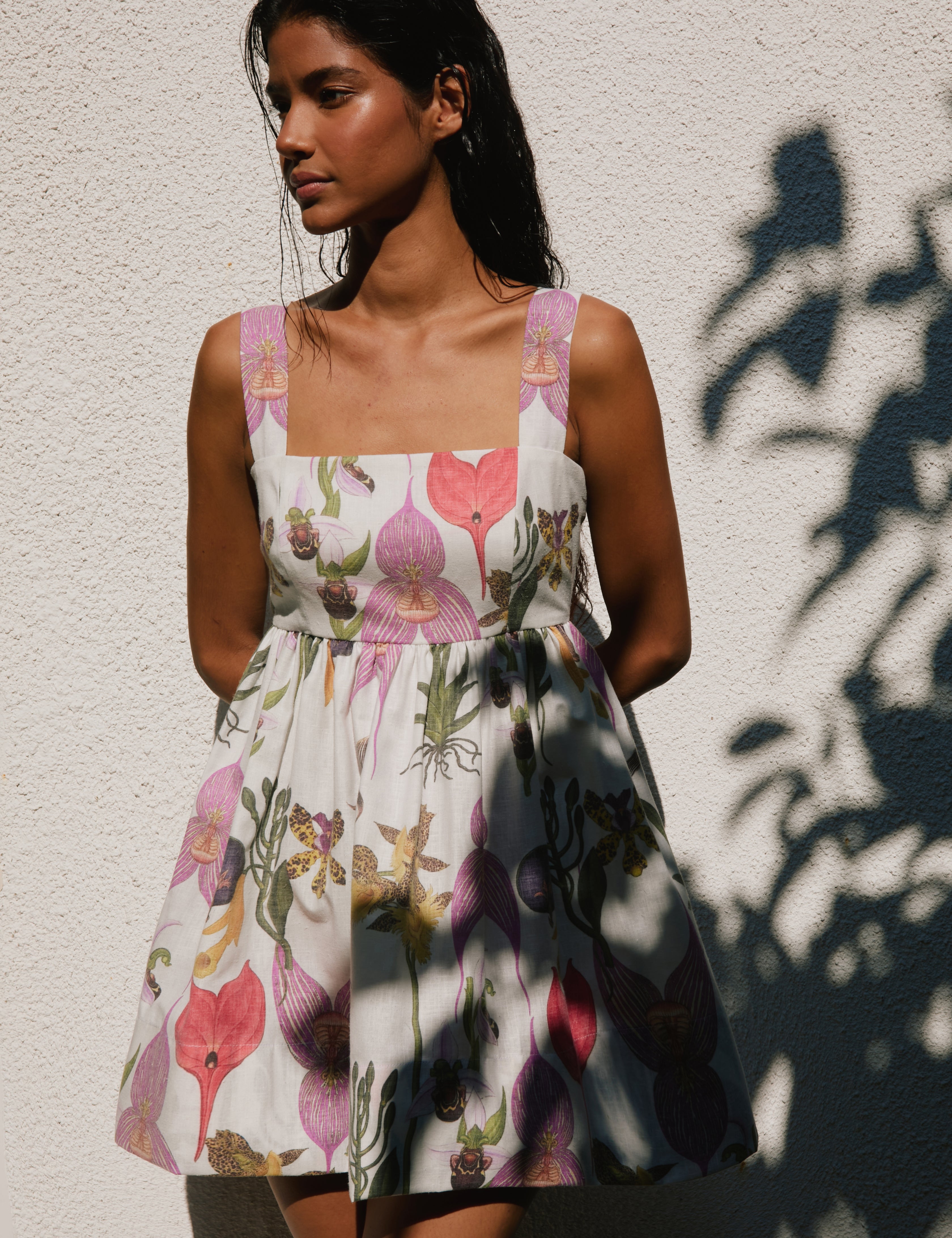 PALMAR MINI DRESS IN BOTANICA WHITE PRINT - No Pise La Grama Web