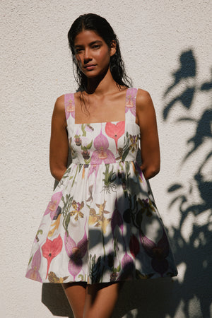 PALMAR MINI DRESS IN BOTANICA WHITE PRINT