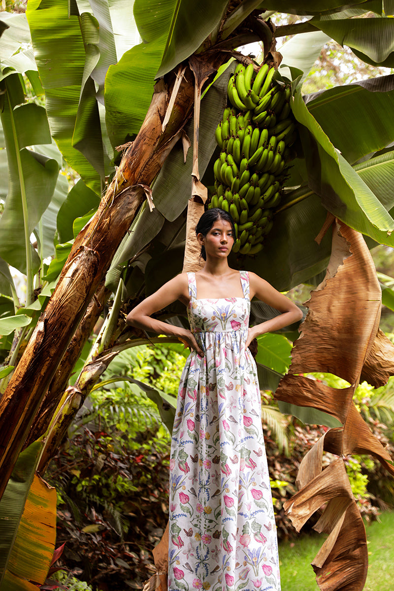 PALMAR MAXI DRESS IN TULIPAN WHITE PRINT